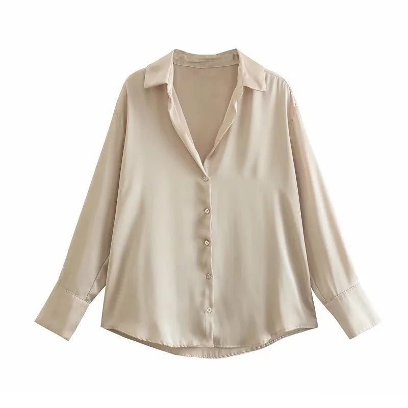 Luxe Satin Drape Shirt
